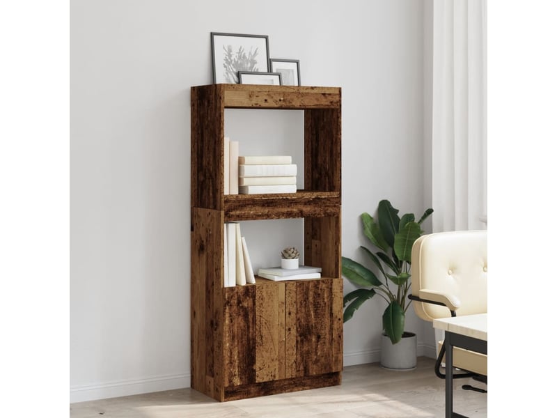  Buffet haut, meuble de rangement vieux bois 63x33x140 cm bois d'ingénierie  - Conforama D