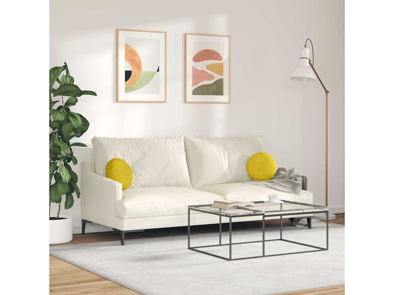  Lot de 2 coussins de siège, coussins décoratifs velours jaune ø30 x 13 cm cf59900  - Conforama D