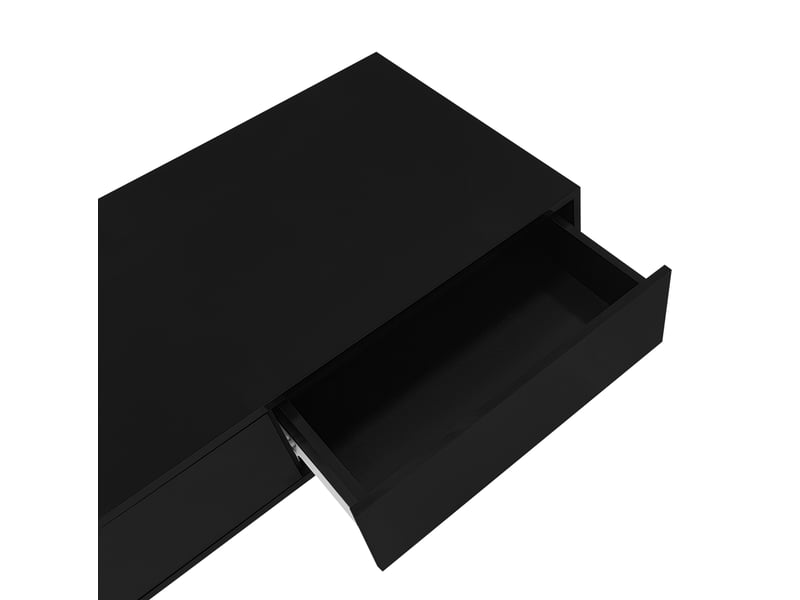  Table basse moderne 115 x 55 x 34 cm 2 tiroirs del intégrée capacité 30 kg finition laquée panneau de particules noir  - Conforama E