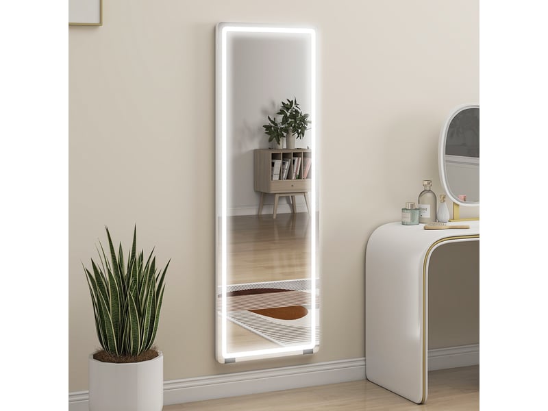  Miroir de sol pleine longueur avec led, sans cadre, dimensions 150 x 50 cm, 3 températures de couleur, luminosité réglable, transparent  - Conforama D