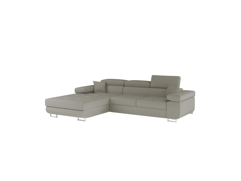  Canapé d'angle convertible amanda beige clair velours côtelé avec coffre gauche  - Conforama E