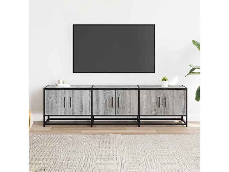  Meuble tv - banc tv - meuble de rangement sonoma gris 150x35x41 cm bois d'ingénierie et métal  - Conforama C