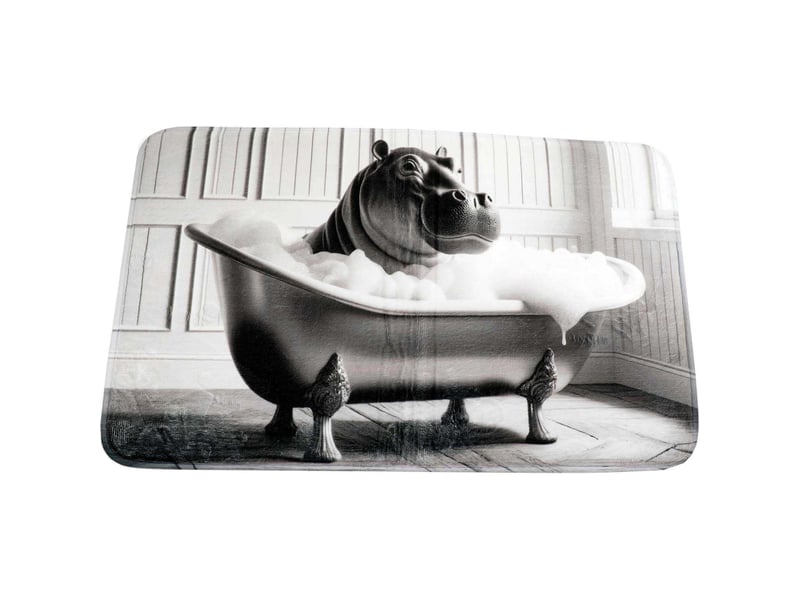 Tapis de bain en polyester animal 45 x 75 cm hippo  - Conforama C