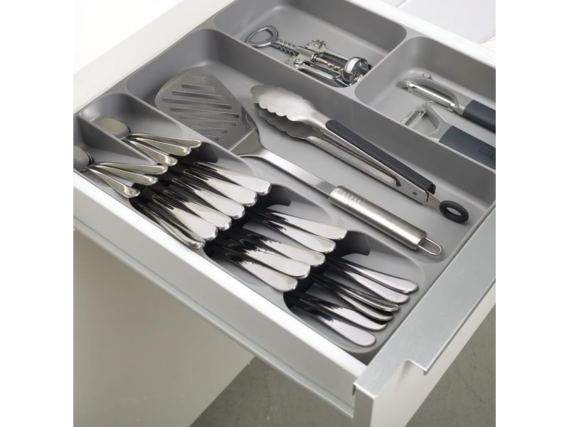  Rangement compact pour la vaisselle, les couverts et les accessoires de cuisine, kitchen organiser tiroir rangement des couverts, gris  - Conforama C