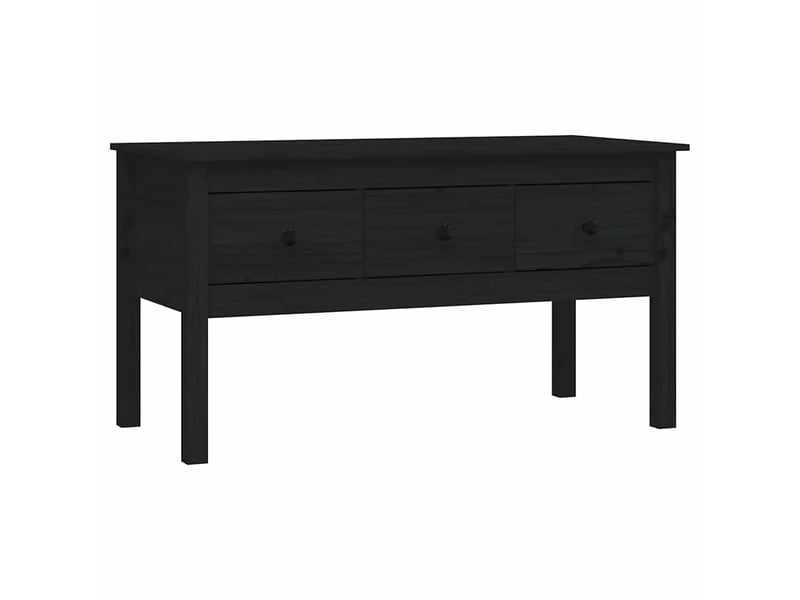  Table basse - table de salon - table à thé noir 102x49x55 cm bois massif de pin  - Conforama A