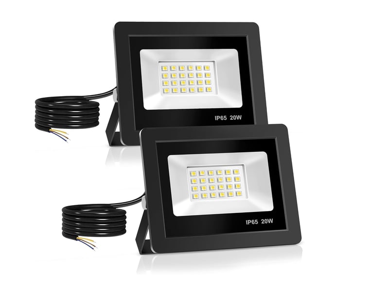 Lot de 2 projecteurs led 20w ip65 – éclairage extérieur mural étanche pour jardin, 12,3x10,5x3 cm - Conforama A