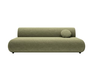 Canapé droit convertible CASANOVA 3 places Tissu vert avec coffre de rangement