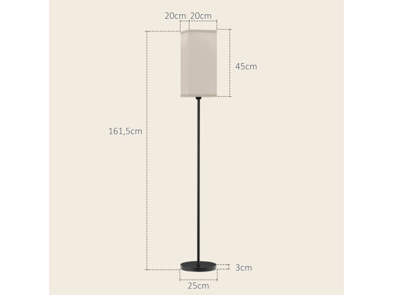  Lampadaire moderne noir avec abat-jour effet lin, interrupteur au pied, pour salon et chambre, ampoule non incluse  - Conforama D