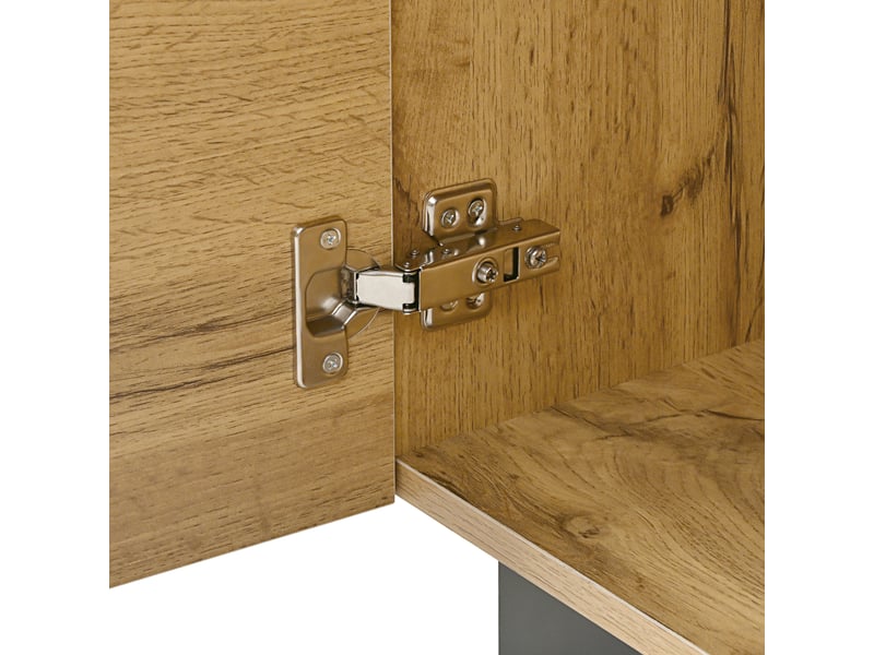  Buffet 120x35.5x90.5 cm, meuble bas avec 4 tiroirs et 2 portes, charge max 50 kg, pieds 8 cm, design moderne noir et bois  - Conforama W