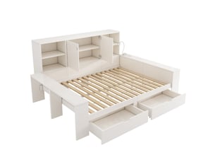 Lit avec rangement 140x200 cm coloris blanc