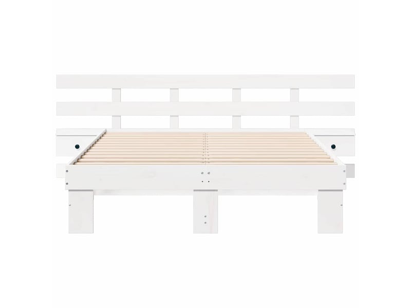  Lit double- lit adulte -  cadre de lit avec tête de lit blanc 120 x 190 cm pin massif  - Conforama D