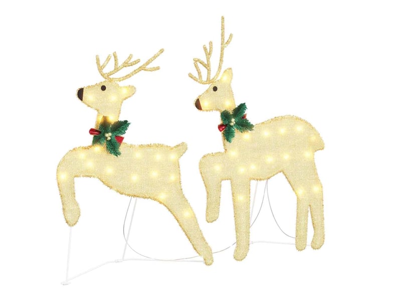  Lot de 5 rennes led, éclairage de noël, décoration de noël doré 43 x 18 x 66 cm tissu cf62091  - Conforama D