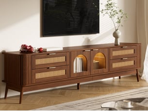 Meuble tv coloris bois foncé 180 cm <strong>BIQZUYA</strong> <strong></strong>