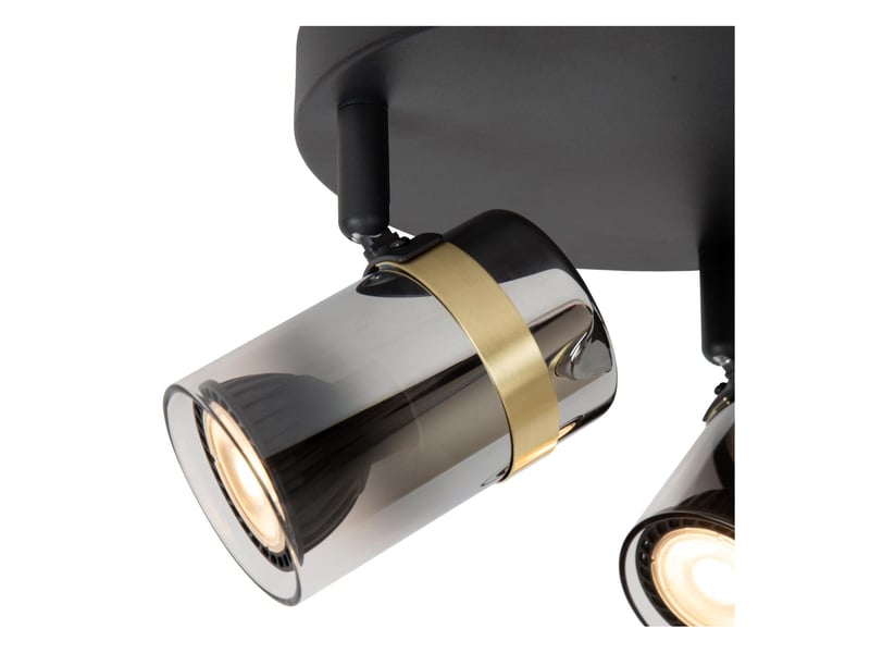 Plafonnier led diam 31cm 3xgu10 verre fumé - lucide - upton  - Conforama C