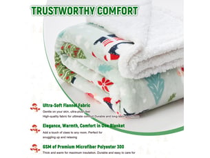 Plaid de noël en polaire sherpa et flanelle 130 × 150 cm, couverture douce et moelleuse motif gnome de noël, jeté chaud pour canapé, fauteuil et lit