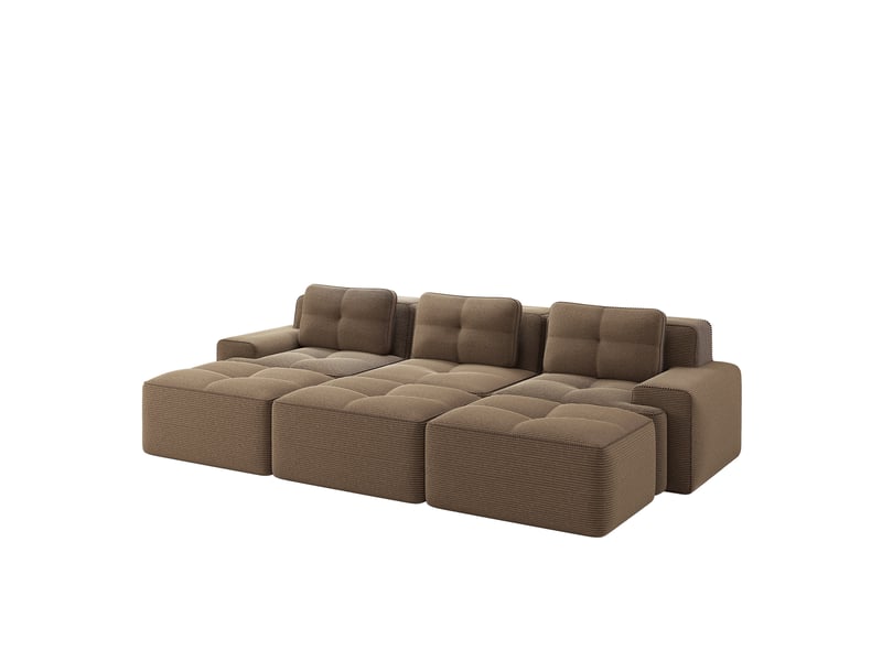  Canapé d'angle modulaire 293x177x69 cm fonction couchage 3 places marron  - Conforama A