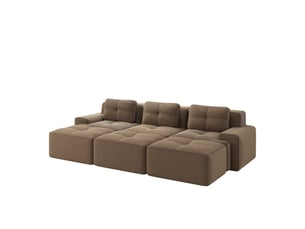 Canapé d'angle modulaire 293x177x69 cm fonction couchage 3 places marron