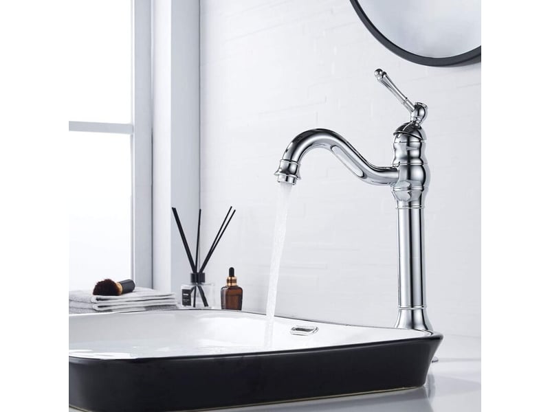  Robinet de salle de bain haut, pivotant à 360°, style rétro classique, mitigeur de lavabo en laiton, noir GTR02813 - Conforama C