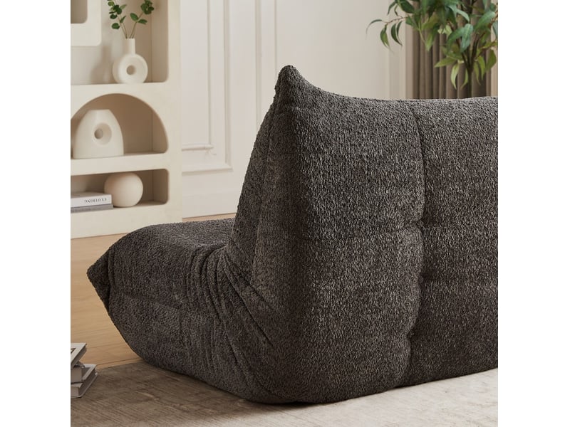  Fauteuil canapé - chauffeuse de sol ergonomique, mousse haute densité, salon et chambre - en chenille gris foncé  - Conforama D
