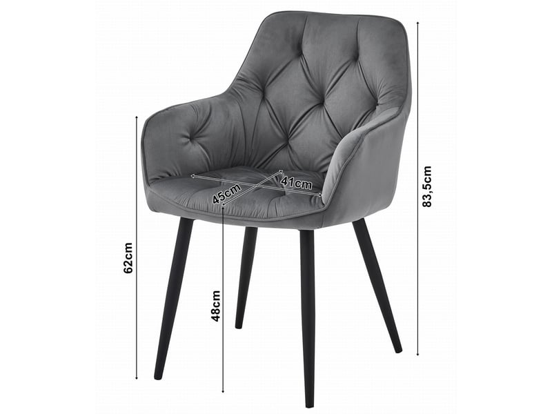  Chaise jork en velours bleu nuit avec pieds noirs  - Conforama C