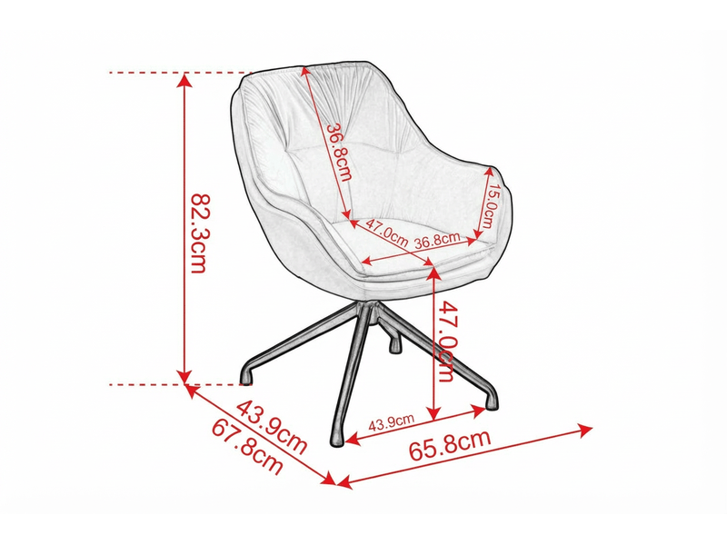  Fauteuil de bureau pivotant à retour automatique, assise ergonomique en similicuir noir, 69 × 65 × 46 cm  - Conforama D