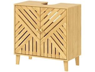 Meuble sous lavabo en bambou 2 portes 60 x 30 x 60 cm naturel