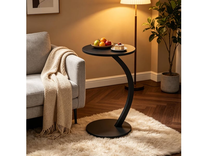  Table d’appoint ronde en c noire – mdf et métal – ø 40 x h 65 cm  - Conforama B