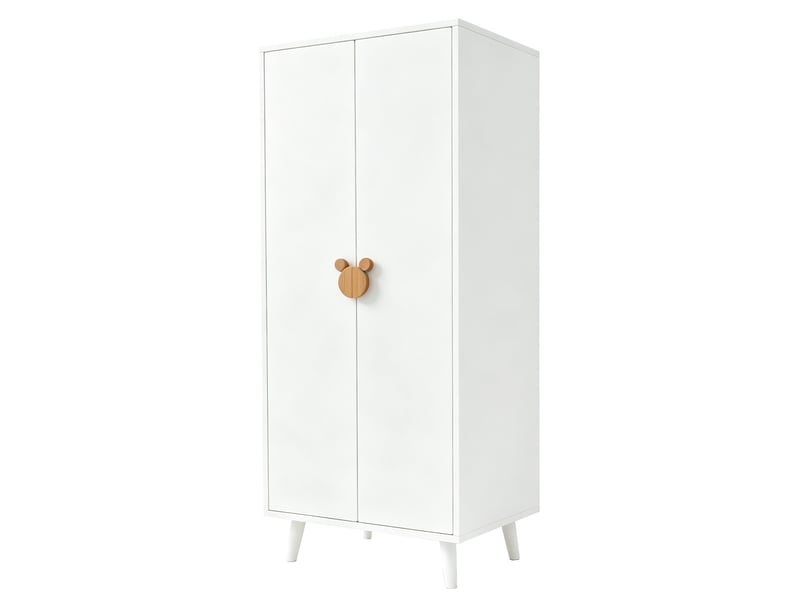  Armoire 2 portes 70x55x170 cm blanche en mdf avec poignées cartoon  - Conforama E