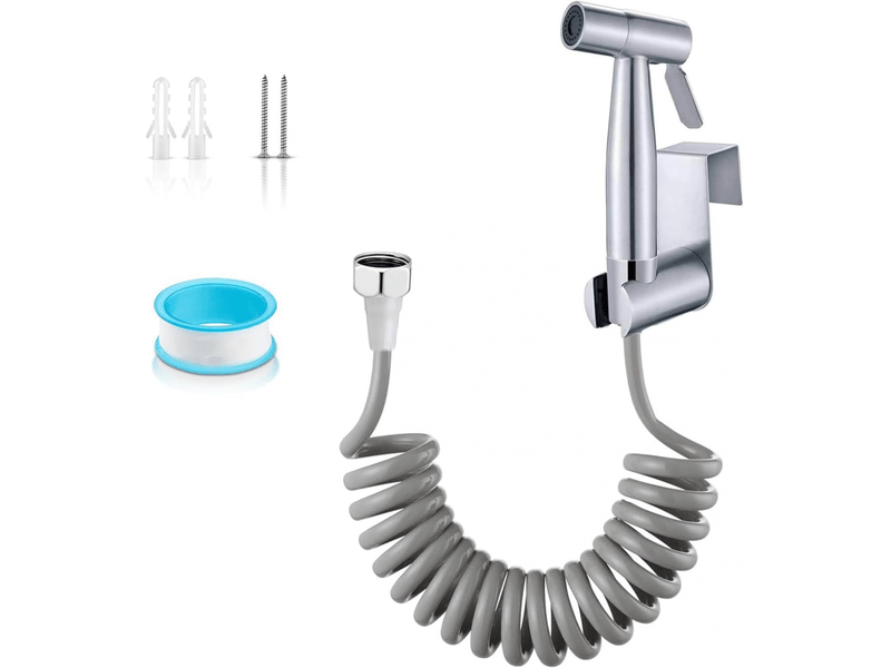  Argent,douchette wc, kit de bidet de toilette, pulvérisateur de bidet à main, avec tuyau abs, crochet en acier inoxydable, pour salle de bain, nettoya  - Conforama A