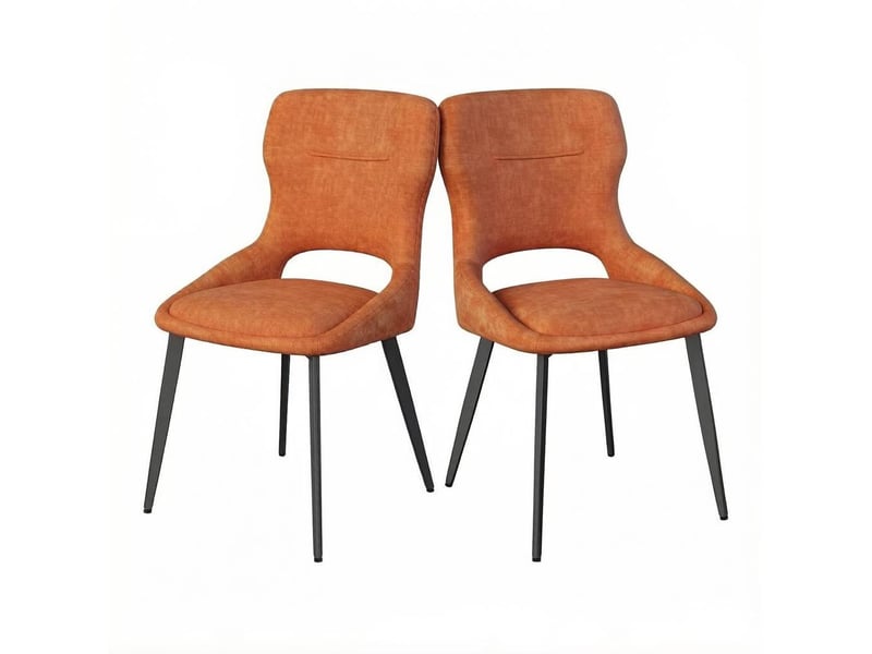  Chaise de salle à manger 48x45x86cm dossier ouvert style contemporain cadre acierlique orange lot de 2  - Conforama A