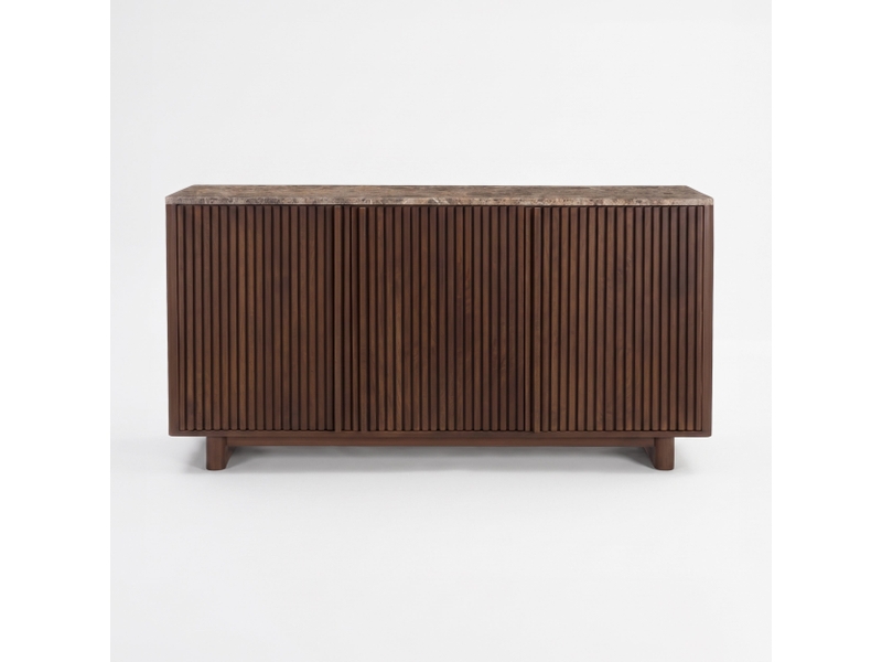  Buffet en bois de manguier et plateau en marbre-flavio Flavio - Conforama A