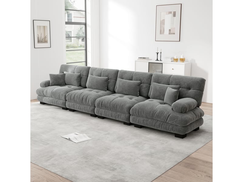 Canapé d'angle, canapé convertible – en chenille, assise profonde, 4 places - Conforama R