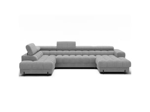 Canapé panoramique convertible gris clair angle gauche feraria 358x93x202cm