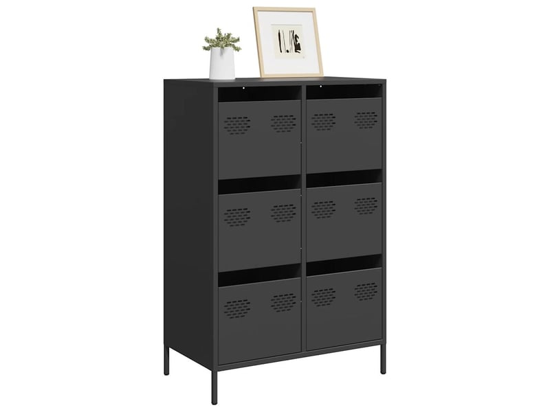  Buffet haut - bahut - meuble de rangement noir 68x39x101,5 cm acier  - Conforama B