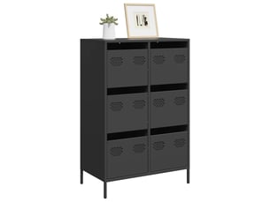Buffet haut - bahut - meuble de rangement noir 68x39x101,5 cm acier
