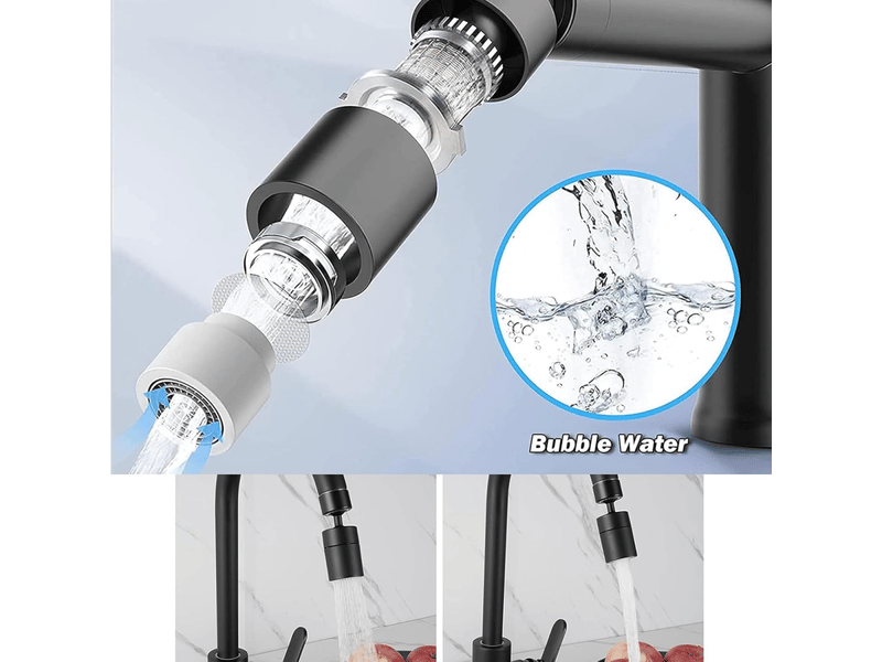  Aérateur de robinet rotatif à 360°, bec de robinet de cuisine rotatif, adapté au robinet d'évier de cuisine et de salle de bain (noir)  - Conforama C