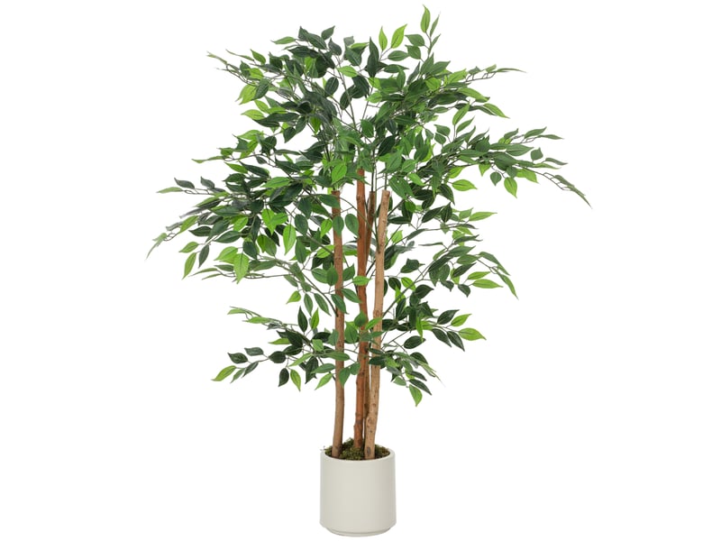  Plante artificielle de banian verte en peva et bois avec pot en pp et ciment, 55 x 55 x 120 cm  - Conforama B