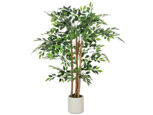 Plante artificielle de banian verte en peva et bois avec pot en pp et ciment, 55 x 55 x 120 cm