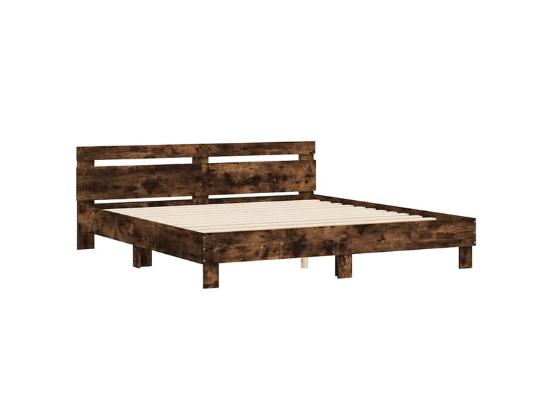  Lit adulte, lit double, cadre de lit sans matelas chêne fumé 200x200cm cf12666  - Conforama D