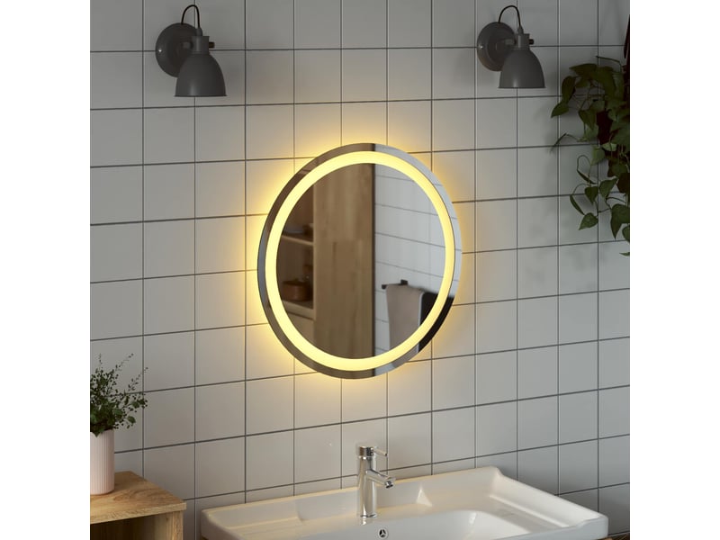  Miroir de salle de bain, miroir de toilette led transparent ø 50 cm verre trempé cf62637  - Conforama D