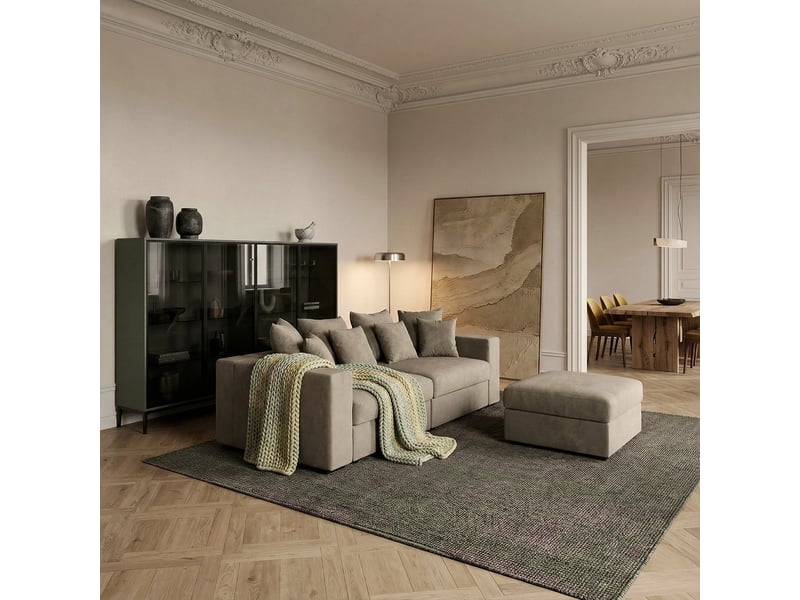  Canapé modulaire de salon déhoussable avec pouf et coussins cortina d - taupe  - Conforama B
