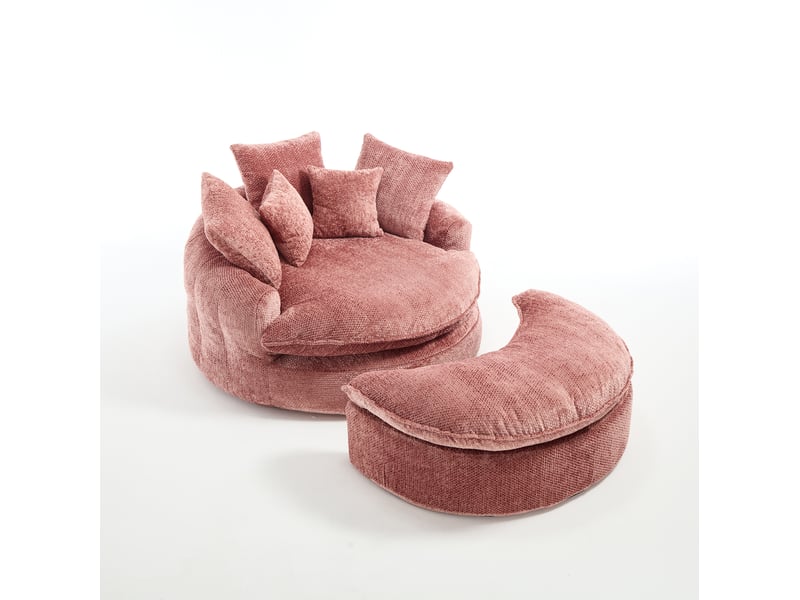 Fauteuil convertible modenvie rose en polyester avec coussins, mousse dense et accoudoirs doubles, 190,5 x 138 x 63 cm - Conforama A