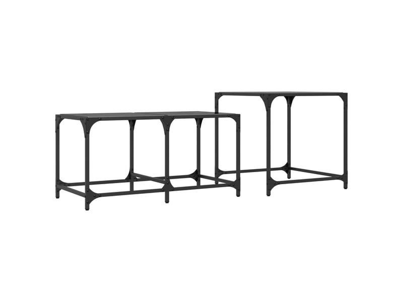 Tables basses gigognes 2 pcs | table de salon dessus en verre noir acier  - Conforama E