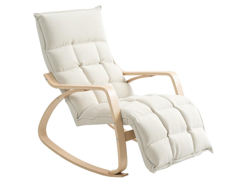  Fauteuil à bascule avec repose-pieds ajustable crème 67 x 106-123 x 92 cm  - Conforama B