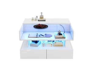 Table basse carré(e) coloris blanc   - 80 cmx80 cm