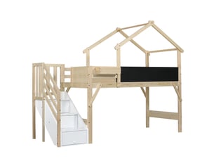 Lit mezzanine 90x200 cm <strong>NAHILIMI</strong> <strong></strong> coloris naturel