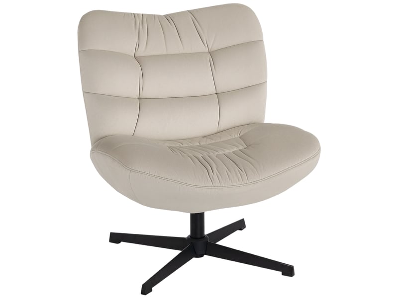  Fauteuil pivotant en chenille sans accoudoirs crème 70x80x82 cm  - Conforama A