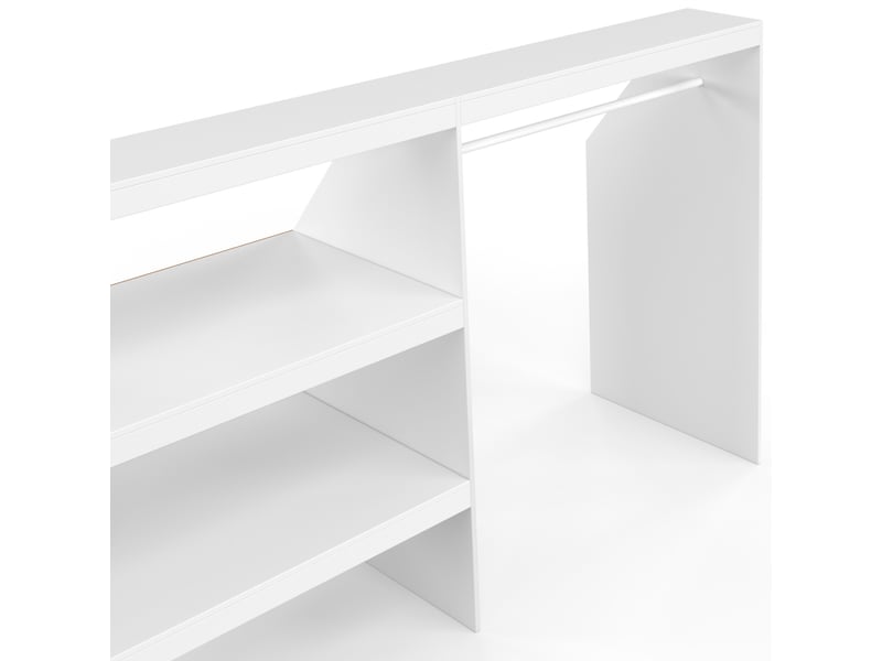 Kit dressing sous pente avec étagère 2 niveaux et penderie extensible tomi 195 x 50 x 70-110 cm blanc  - Conforama E