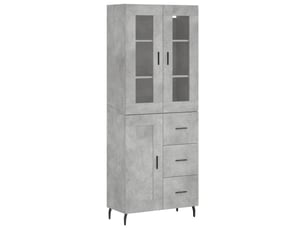 Buffet haut - bahut - meuble de rangement gris béton 69,5x34x180 cm bois d'ingénierie