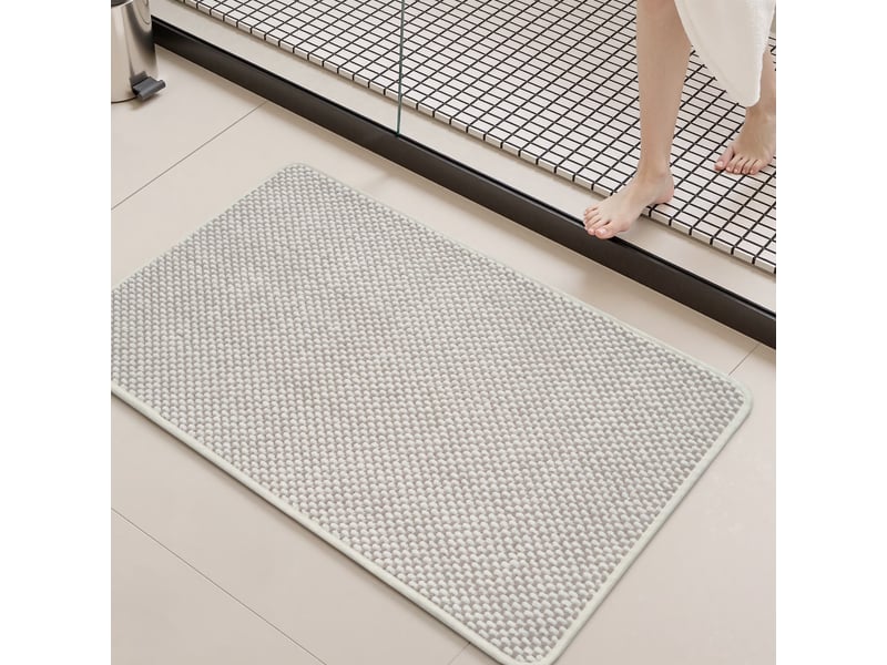  Tapis de bain en chenille antidérapant - 20 x 32 - beige  - Conforama D